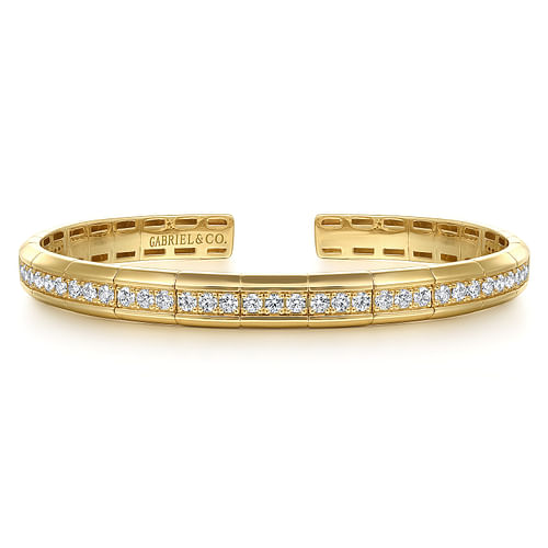 14K Yellow Gold Diamond Cuff Bangle