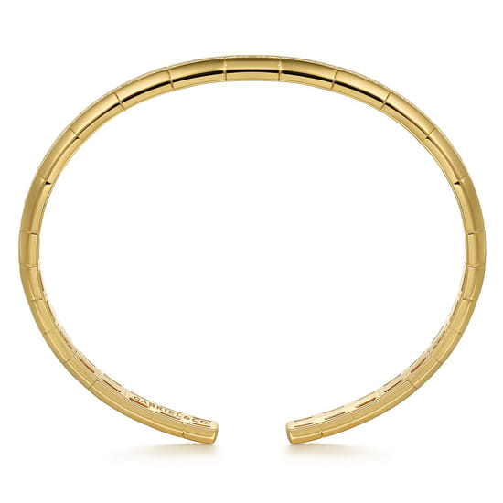 14K Yellow Gold Diamond Cuff Bangle angle 3