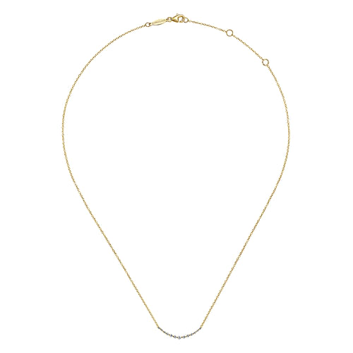 14K Yellow Gold Diamond Curved Bar Necklace