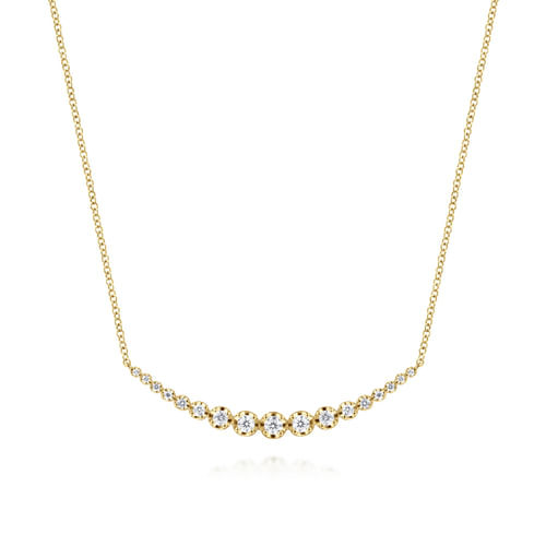 14K Yellow Gold Diamond Curved Bar Necklace