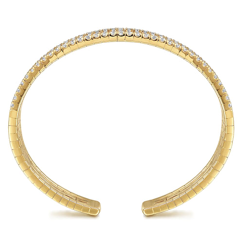 14K Yellow Gold Diamond Cut Cuff Bangle