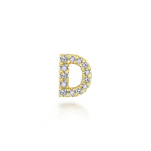 14K Yellow Gold Diamond D Initial Locket Charm