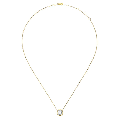 14K Yellow Gold Diamond D Initial Pendant Necklace