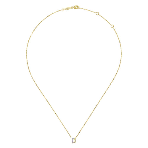 14K Yellow Gold Diamond D Initial Pendant Necklace