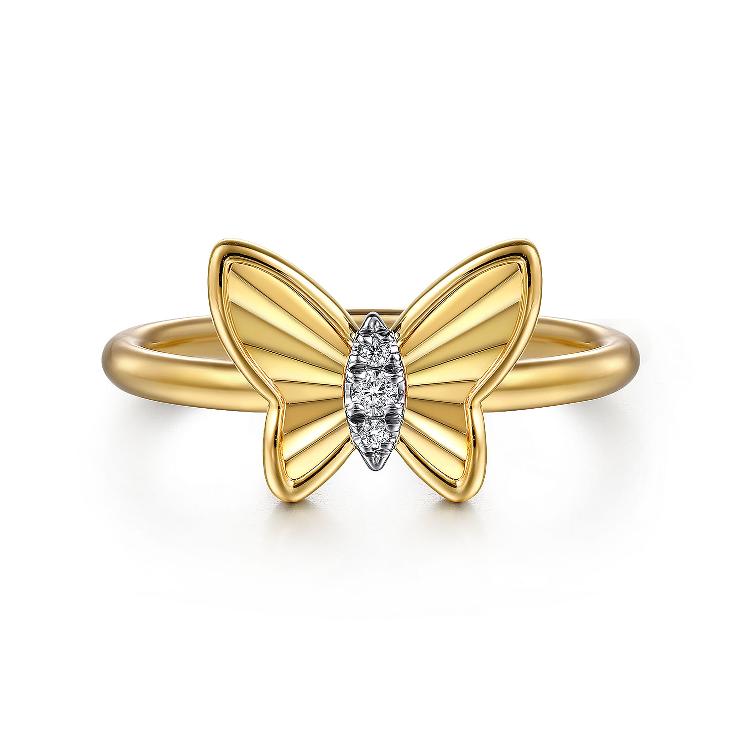 Gabriel - 14K Yellow Gold Diamond Diamond Cut Butterfly Ring
