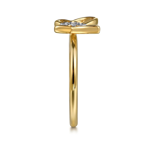 14K Yellow Gold Diamond Diamond Cut Butterfly Ring