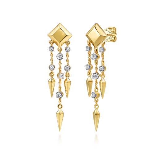 14K Yellow Gold Diamond Drop Chandelier Earrings 14K Yellow Gold Diamond Drop Chandelier Earrings