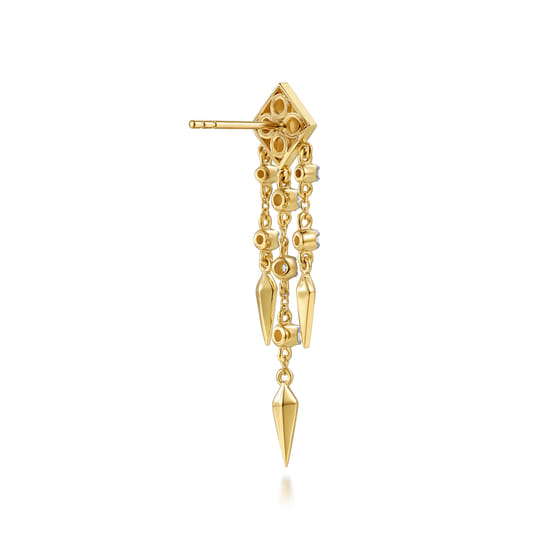 14K Yellow Gold Diamond Drop Chandelier Earrings angle 2