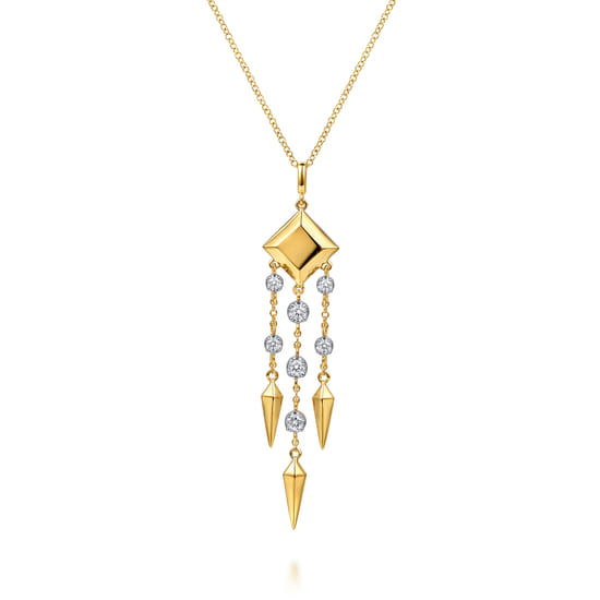 Gabriel - 14K Yellow Gold Diamond Drop Chandelier Necklace Gabriel - 14K Yellow Gold Diamond Drop Chandelier Necklace