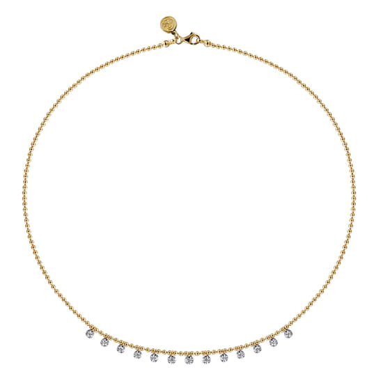 14K Yellow Gold Diamond Drop Necklace angle 2