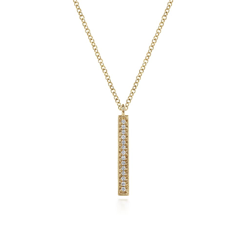 14K Yellow Gold Diamond Drop Pendant Necklace