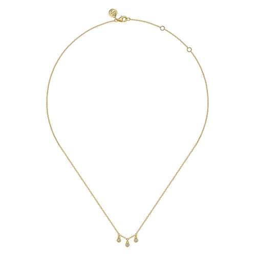 14K Yellow Gold Diamond Drop Pendant Necklace