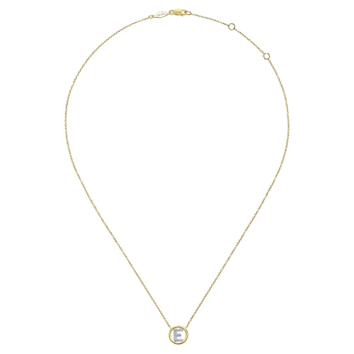 14K Yellow Gold Diamond E Initial Pendant Necklace