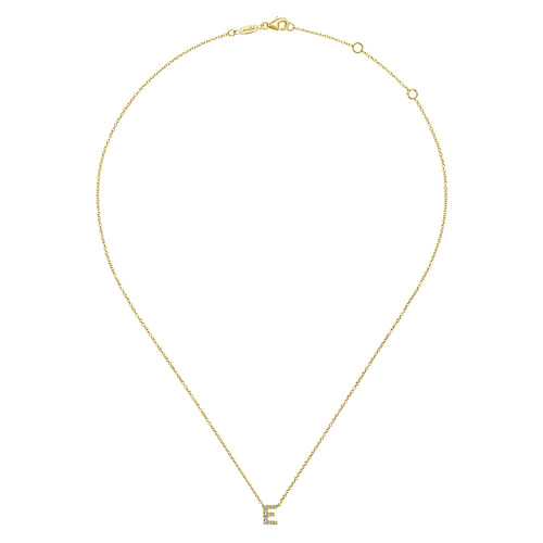 14K Yellow Gold Diamond E Initial Pendant Necklace