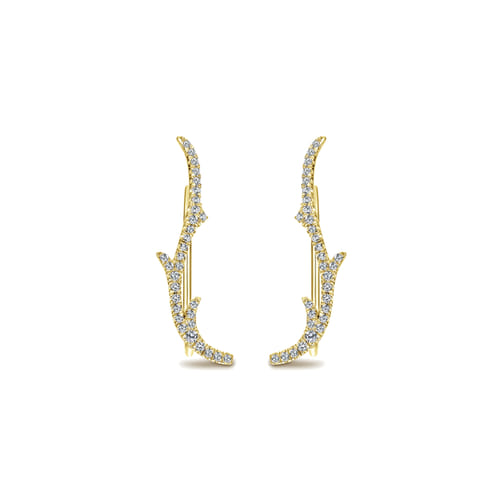 14K Yellow Gold Diamond Earring Cuffs