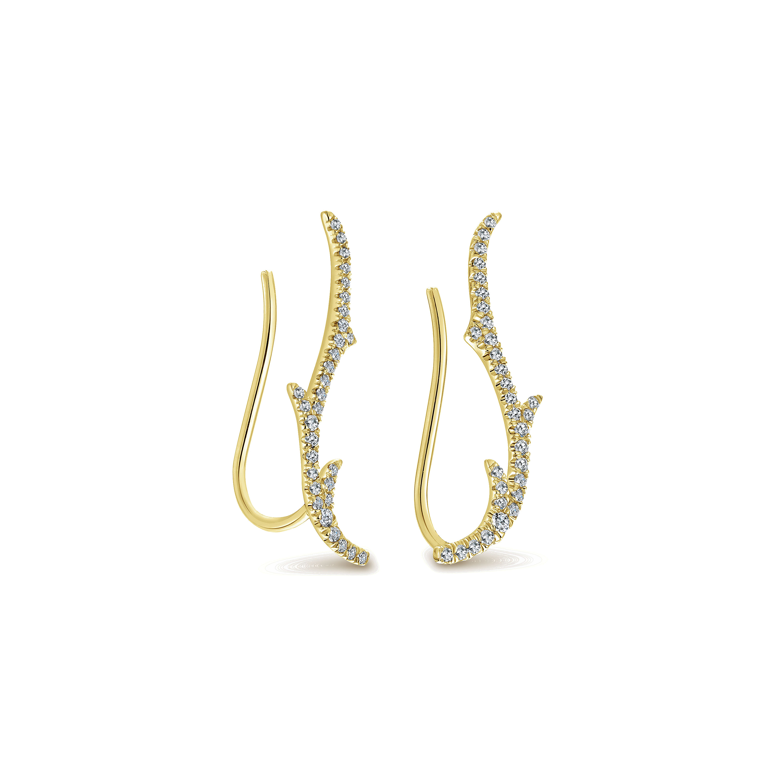 14K Yellow Gold Diamond Earring Cuffs