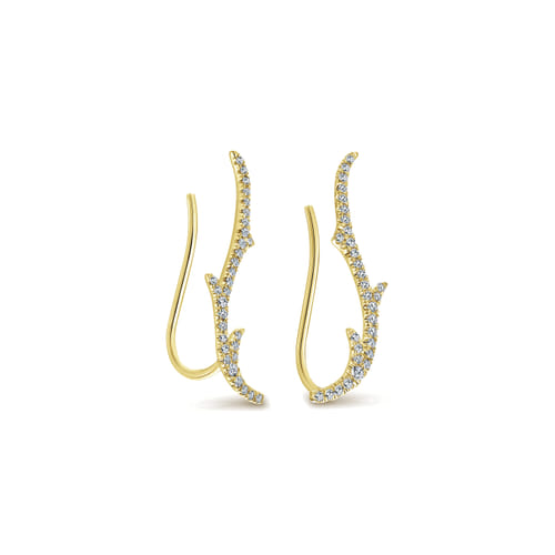 14K Yellow Gold Diamond Earring Cuffs