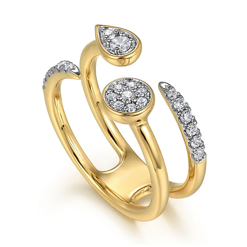 14K Yellow Gold Diamond Easy Stackable Ladies Ring