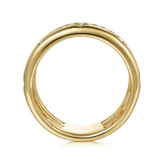 14K Yellow Gold Diamond Easy Stackable Ring, 0.3ct angle 2