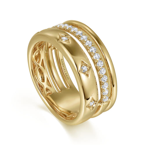14K Yellow Gold Diamond Easy Stackable Ring, 0.3ct