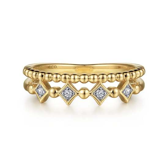 14K Yellow Gold Diamond Easy Stackable Ring-Bujukan 14K Yellow Gold Diamond Easy Stackable Ring-Bujukan