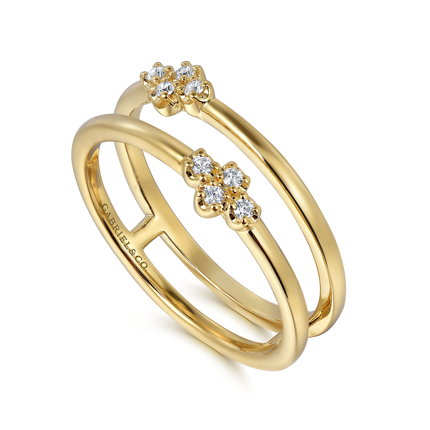 14K Yellow Gold Diamond Easy Stackable Ring