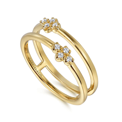 14K Yellow Gold Diamond Easy Stackable Ring