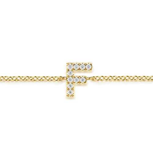 14K Yellow Gold Diamond F Initial Chain Bracelet 14K Yellow Gold Diamond F Initial Chain Bracelet