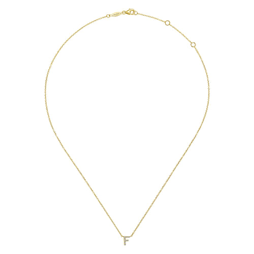 14K Yellow Gold Diamond F Initial Pendant Necklace