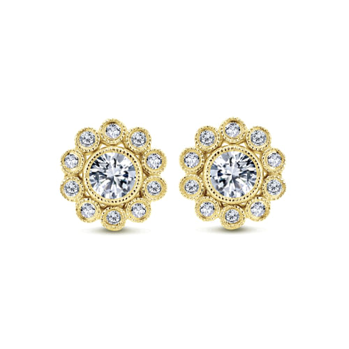 14K Yellow Gold Diamond Fashion Earrings