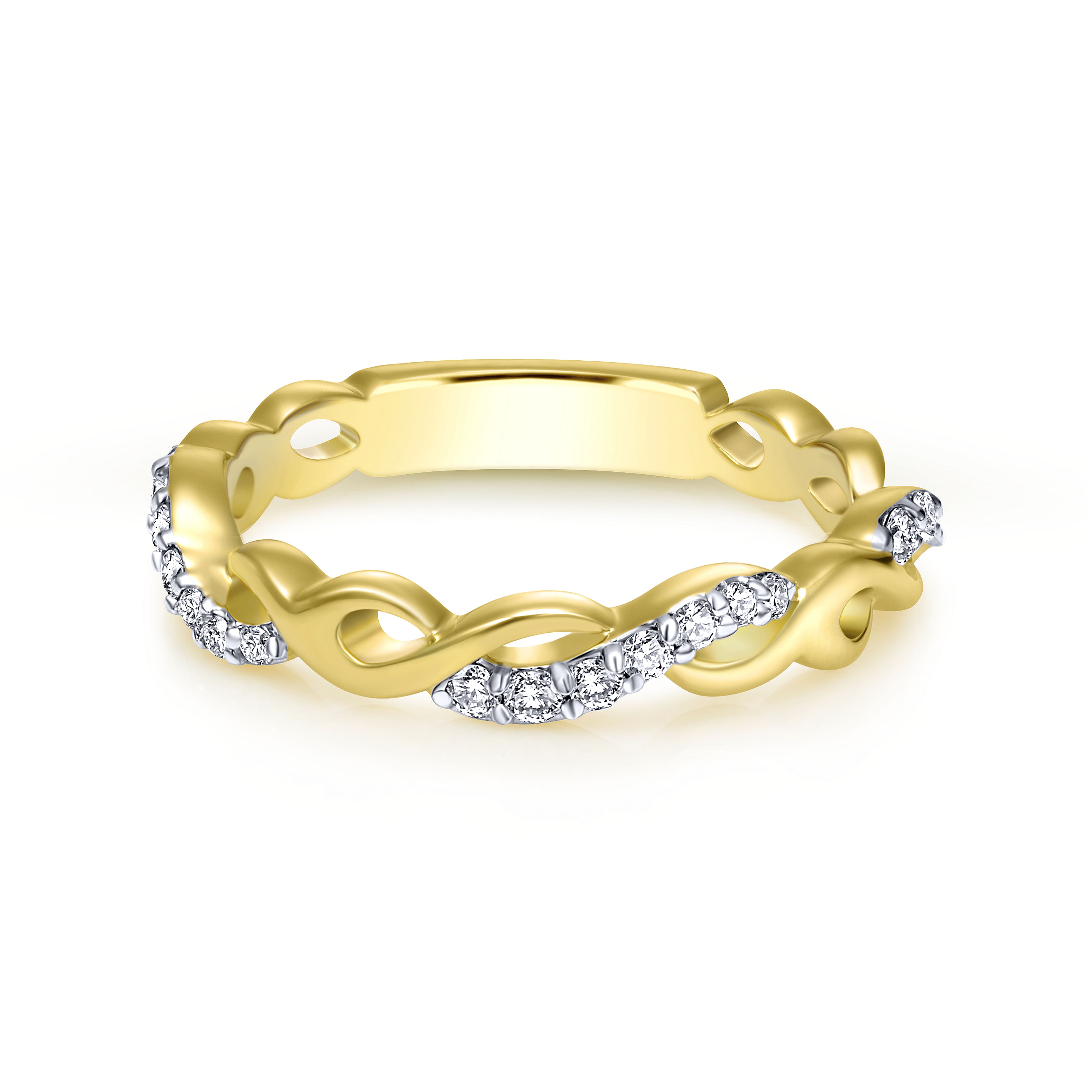 14K Yellow Gold Diamond Fashion Ladies Midi Knuckle Ring