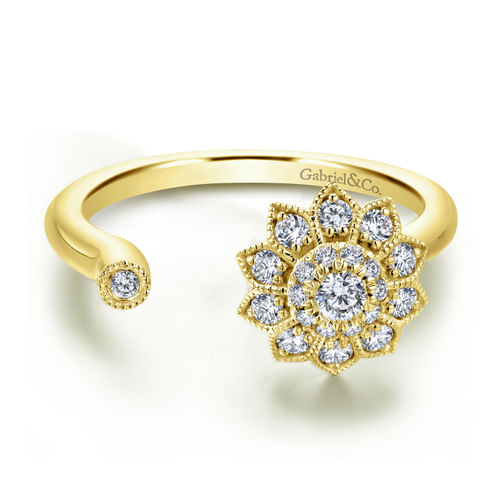 14K Yellow Gold Diamond Fashion Ladies Ring