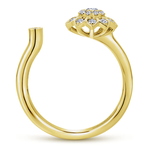14K Yellow Gold Diamond Fashion Ladies Ring