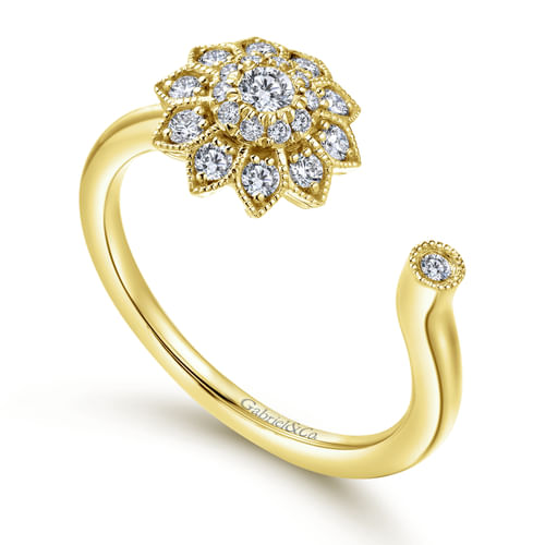 14K Yellow Gold Diamond Fashion Ladies Ring