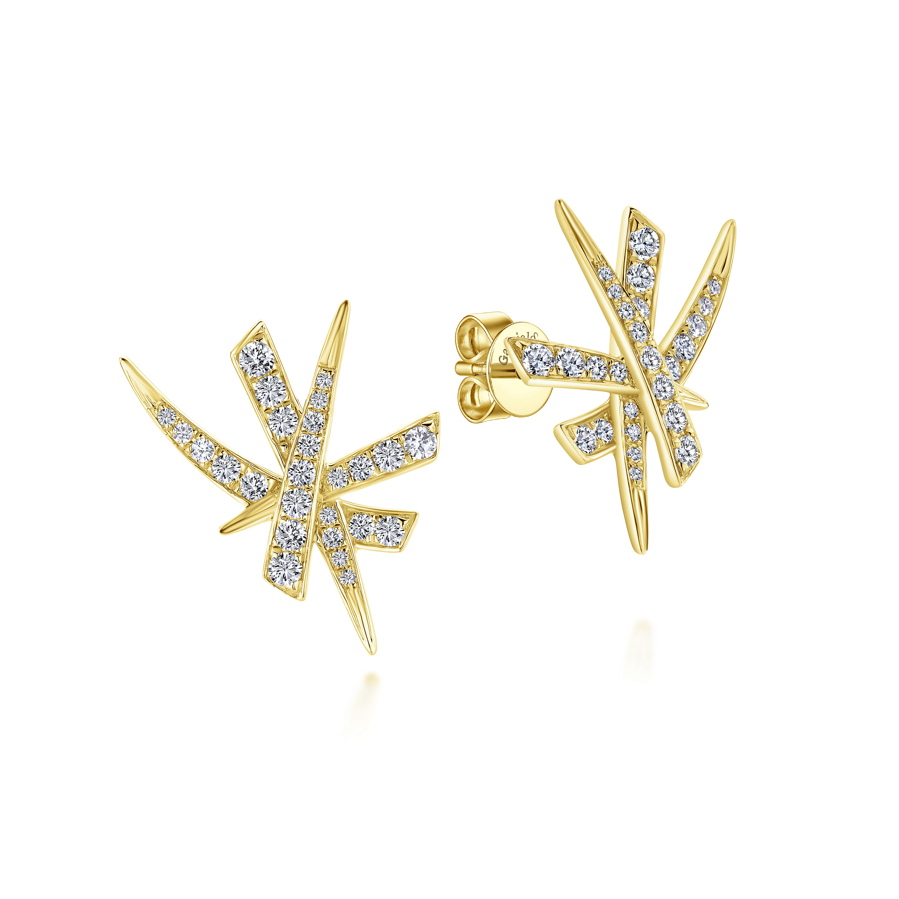 14K Yellow Gold Diamond Fashion Stud Earrings