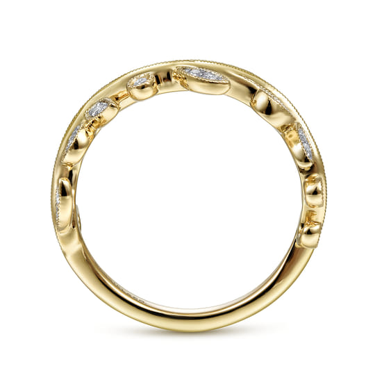 14K Yellow Gold Diamond Floral Ring angle 2