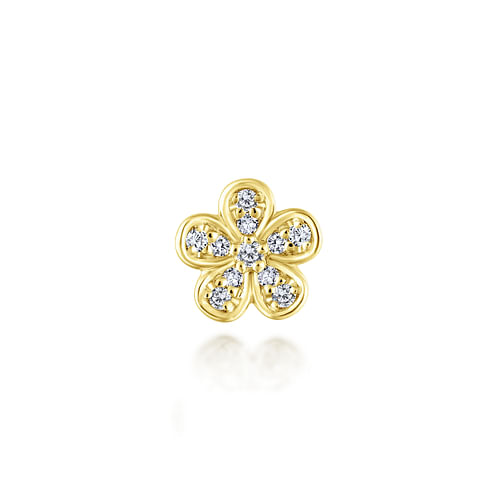 14K Yellow Gold Diamond Flower Locket Charm