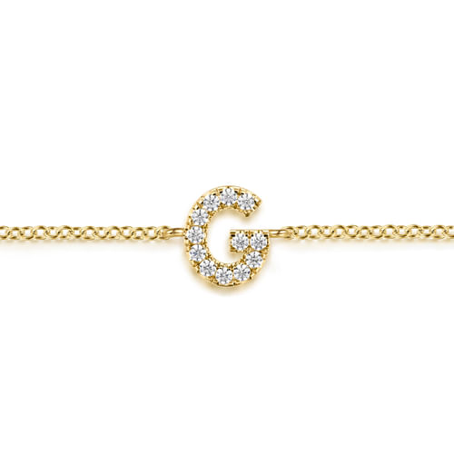 14K Yellow Gold Diamond G Initial Chain Bracelet