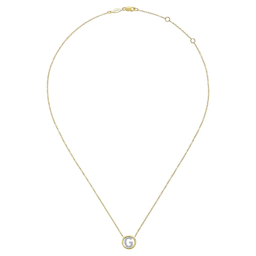 14K Yellow Gold Diamond G Initial Pendant Necklace