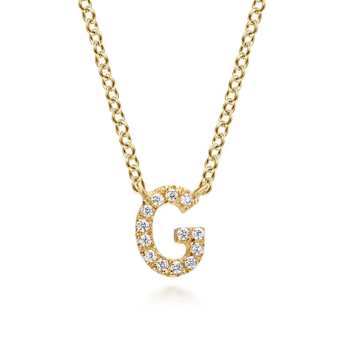 14K Yellow Gold Diamond G Initial Pendant Necklace