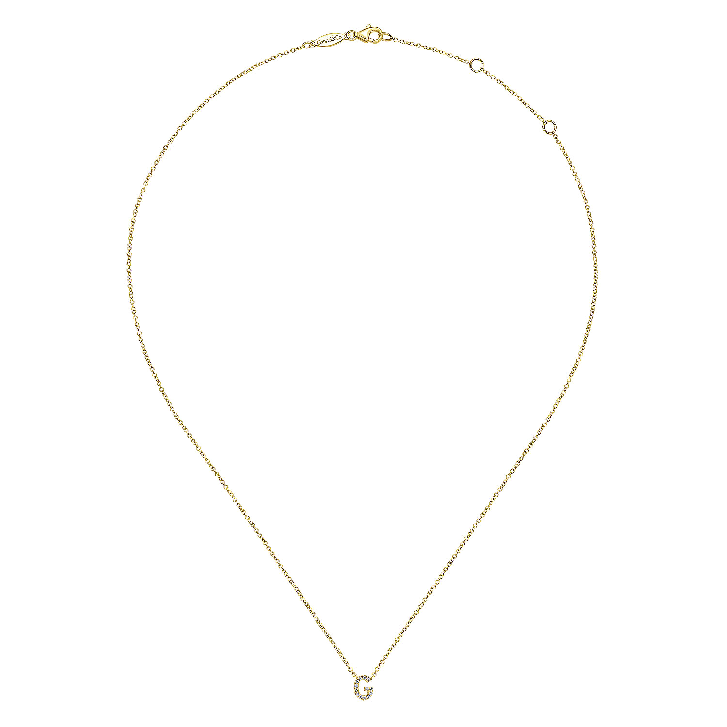 14K Yellow Gold Diamond G Initial Pendant Necklace