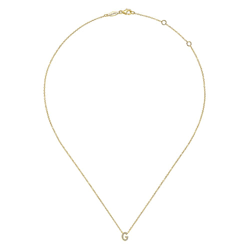 14K Yellow Gold Diamond G Initial Pendant Necklace