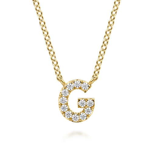 14K Yellow Gold Diamond G Initial Pendant Necklace