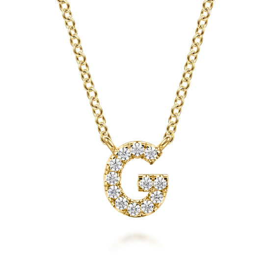 Gabriel - 14K Yellow Gold Diamond G Initial Pendant Necklace