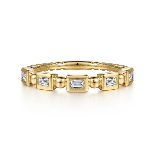 14K Yellow Gold Diamond Geometric Stackable Ring