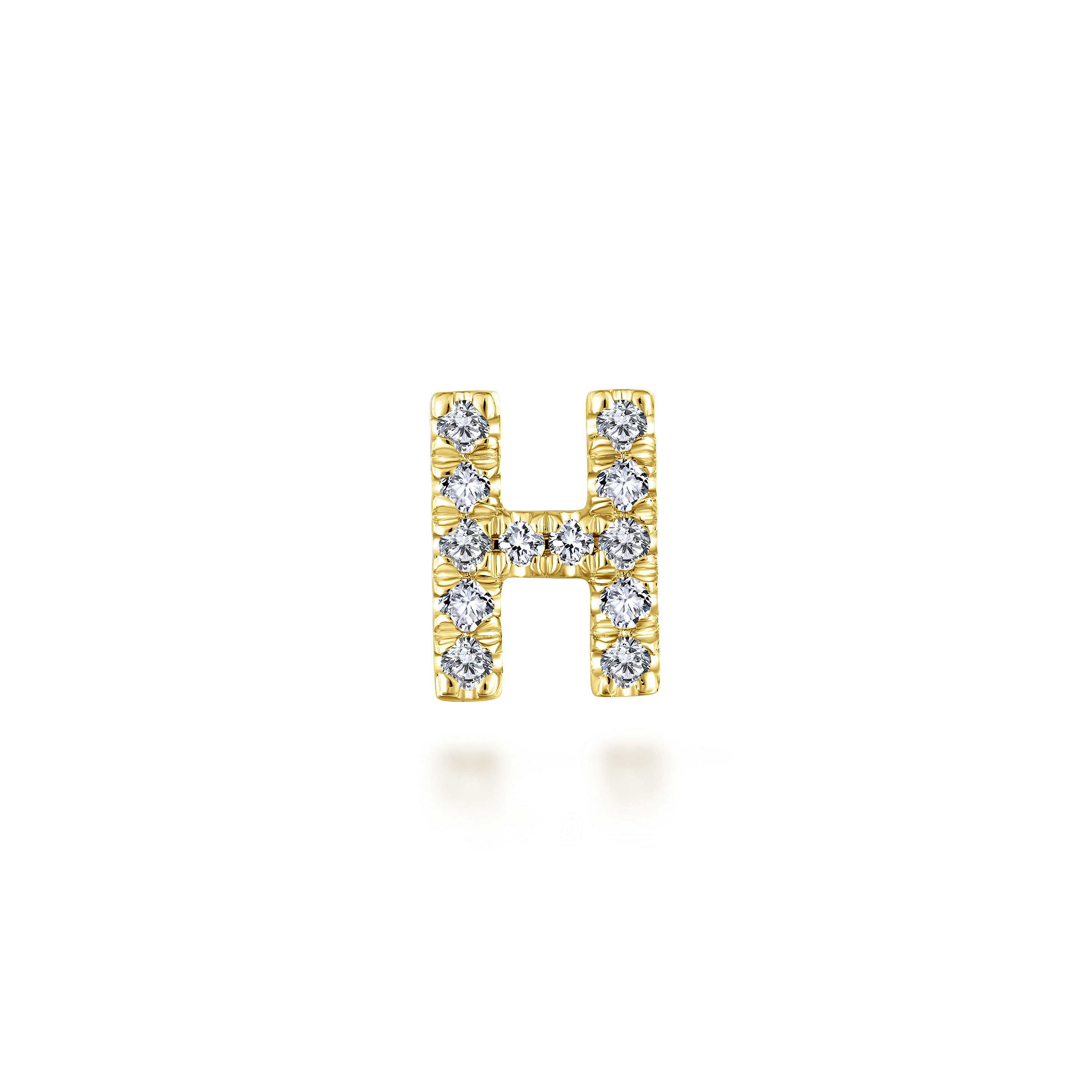 14K Yellow Gold Diamond H Initial Locket Charm