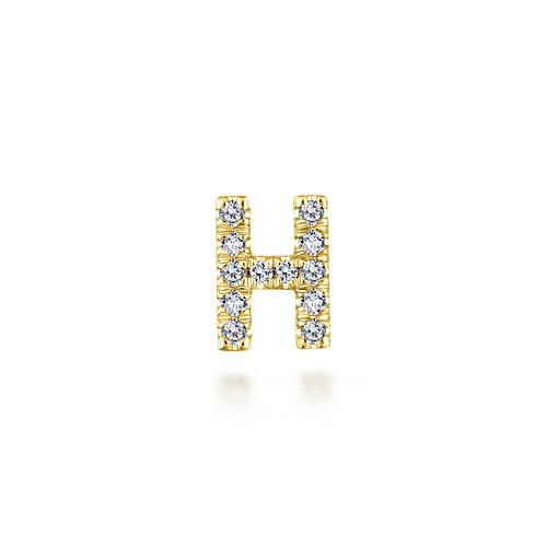 14K Yellow Gold Diamond H Initial Locket Charm