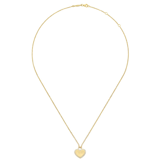 14K Yellow Gold Diamond Halo Heart Pendant Necklace angle 3