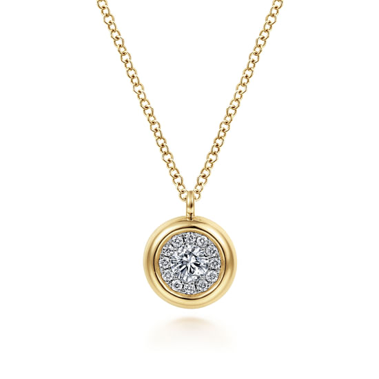 Gabriel - 14K Yellow Gold Diamond Halo Pendant Necklace