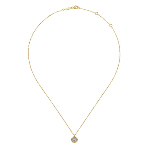 14K Yellow Gold Diamond Halo Pendant Necklace